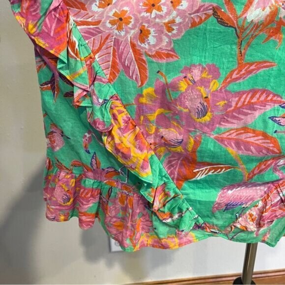 Benjanan Floral Flamingo print mini long sleeve Dress size medium - Picture 6 of 15